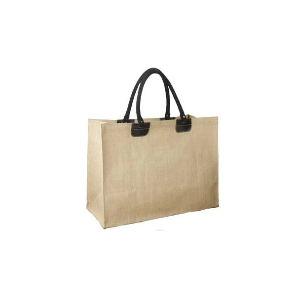 Jumbo Jute Tote with Leather Accents (21 x 14 x 9)