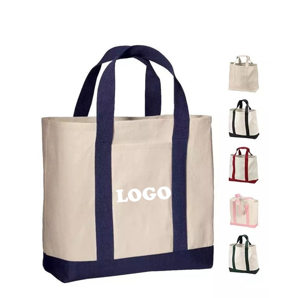 Canvas Tote Bag with an External Pocket