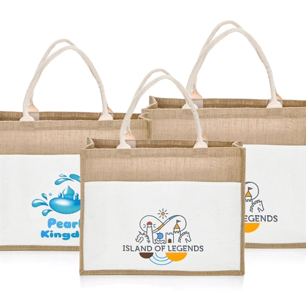 Foldable Linen Shopping Bag with Side Pockets