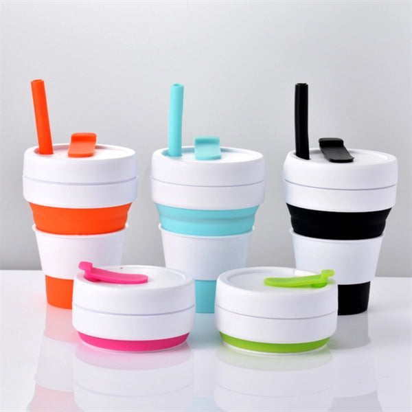 12 oz Collapsible Sport Water Bottle With Straw