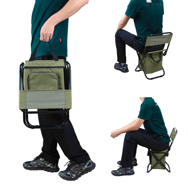 Foldable Camping Fishing Chair With Cooler Bag