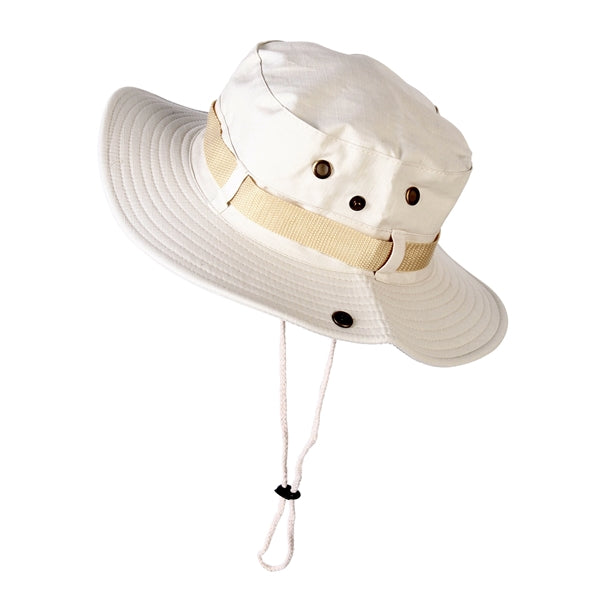 Outdoor Wide-Brim Boonie Safari Hat with Adjustable Chin Cor