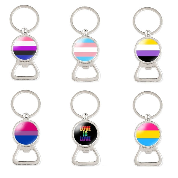 Rainbow LGBT Gay Pride Key Chains W/ Bottle Opener