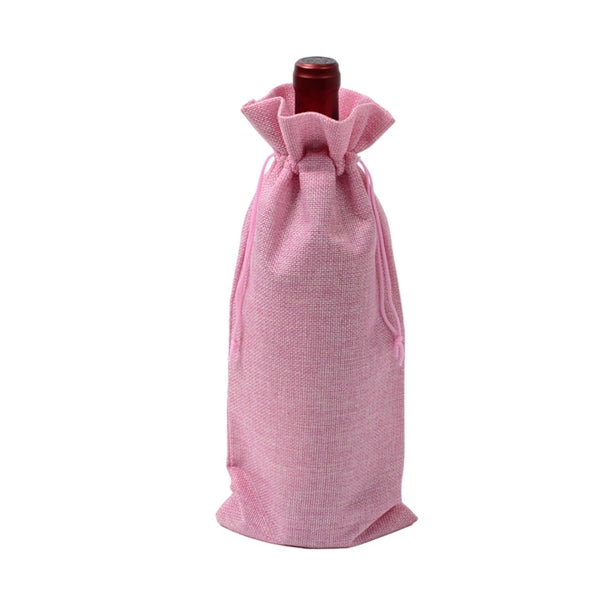 Burlap Wine Bottle Bag With Drawstring
