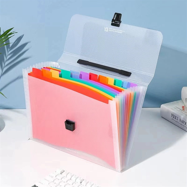 13 Pockets Rainbow Expanding File Folder With Handle