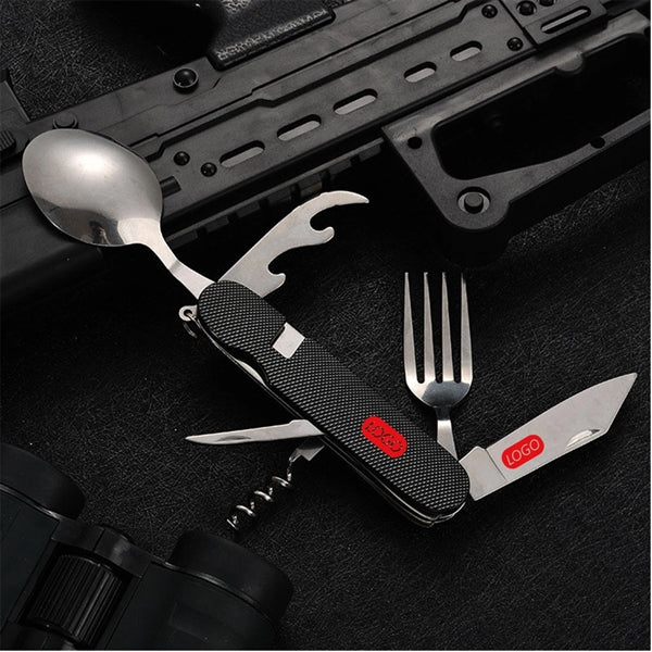 Folding Multifunctional Stainless Steel Cutlery Camping Tool