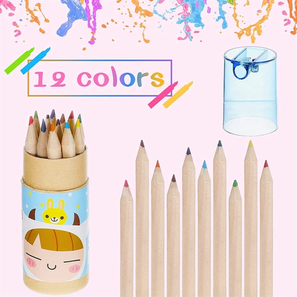 Cartoon Colored Pencil Set With Sharpener
