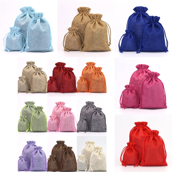 Linen Burlap Gift Bags with Drawstring
