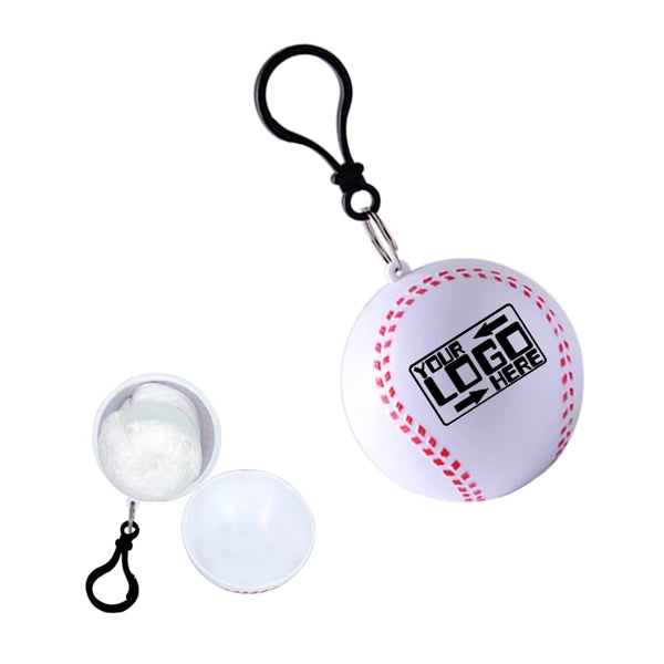 Rain Poncho in Baseball Shaped Twist-Open Ball
