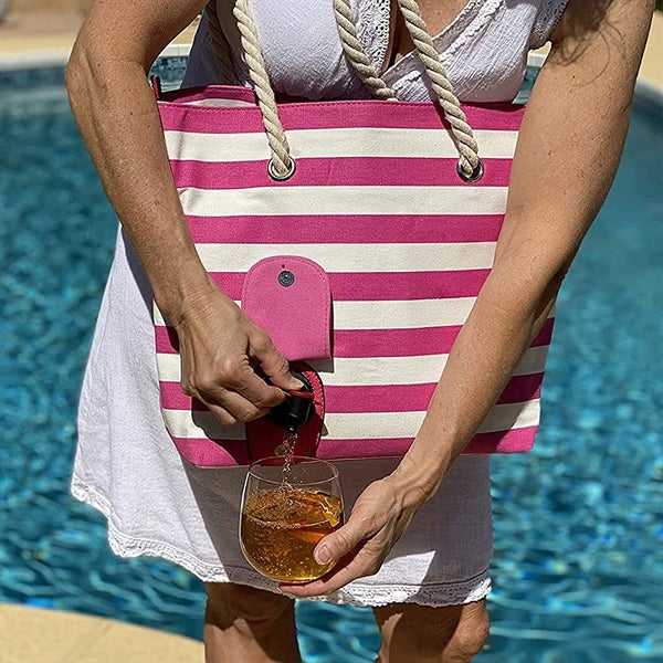 Beach Wine Handbag w/ Kooler Compartment Hidden Insulation