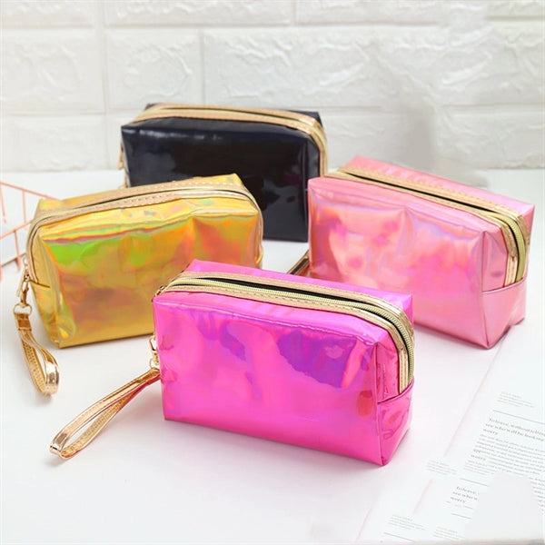 Hologram PU Handbag Cosmetic Bag w/Handle