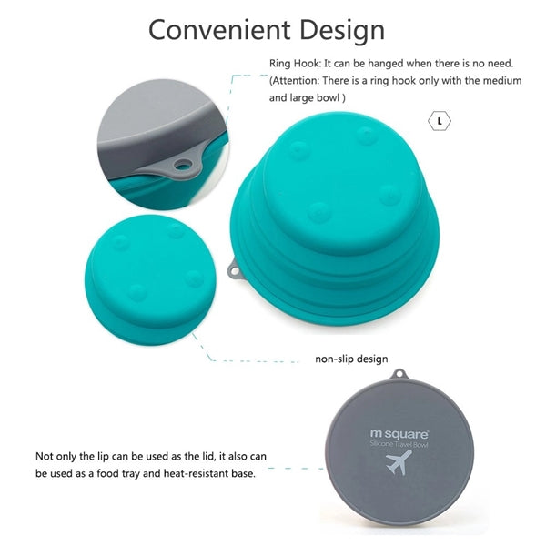Collapsible Food Grade Silicone Bowls With Lids