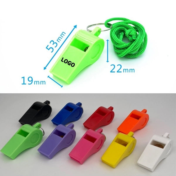 Plastic Whistles with Lanyards