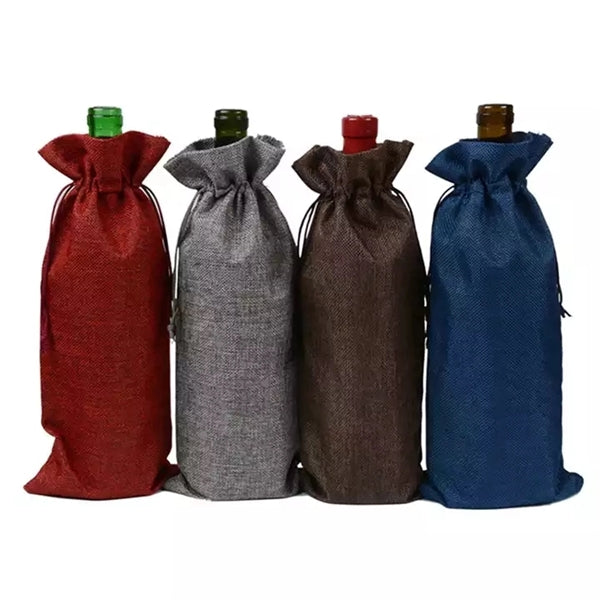 Burlap Wine Tote Bag