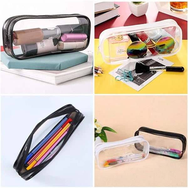 Clear PVC Zipper Pen Pencil Case Big Capacity Makeup Pouch