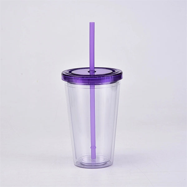 Double Wall Acrylic Tumbler With Lid And Straw