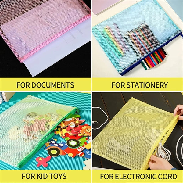 Waterproof Plastic Mesh Zipper Document Envelopes Folder