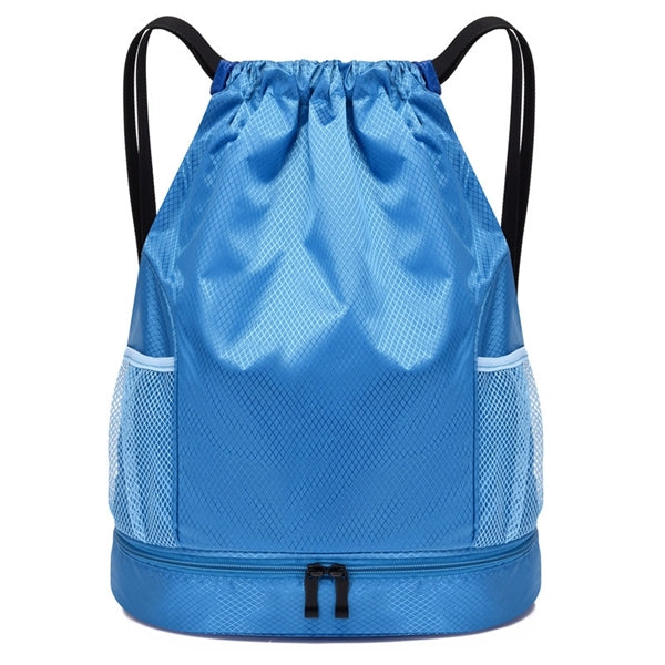 Drawstring Sports Bag with Bottom Shoe Compartment