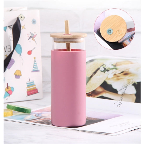 Bamboo Lid Single Layer Glass Bottles