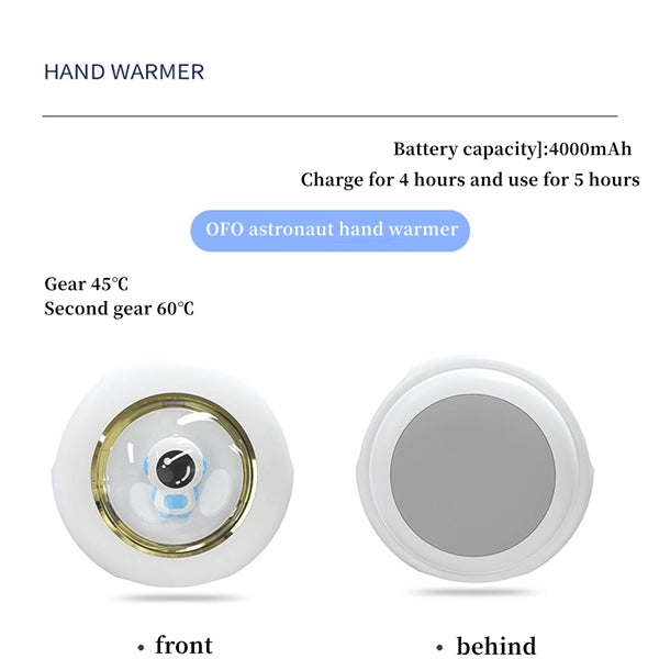 Astronaut Rechargeable Hand Warmer With Night Light