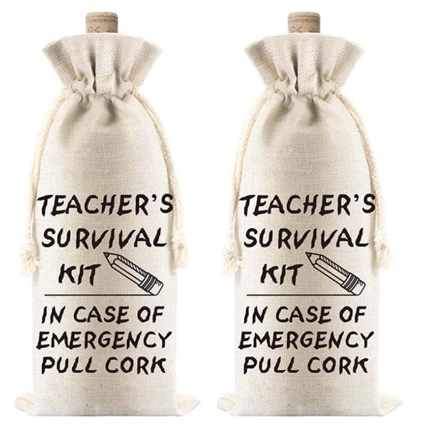 Canvas Wine Bottle Bags Drawstring Tote