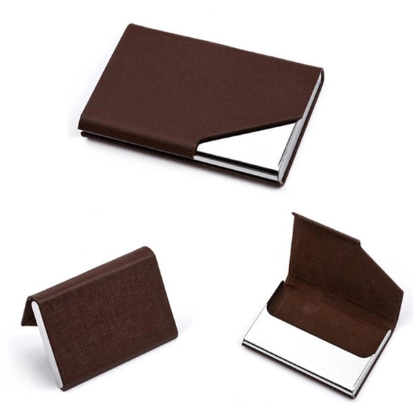 Metal PU Leather Business Card Holder