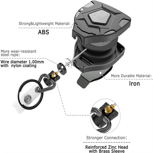 Carabiner Style Retractable Badge Reel