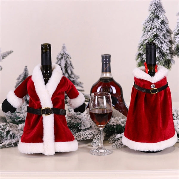Christmas Santa Claus Wine Bottle Cover Table Dinner Decor