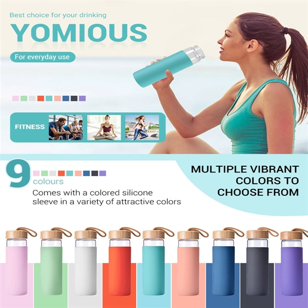 Glass Water Bottle With Bamboo Lid