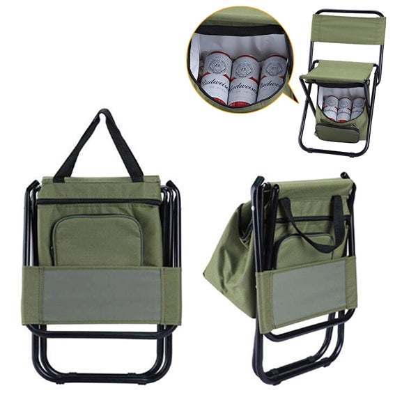 Folding Chair Seat With Cooler Bag For Fishing