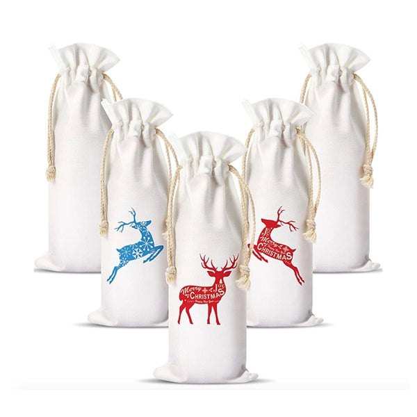 Wine Bottle Canvas Drawstring Bag