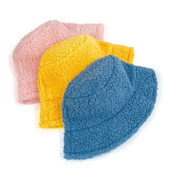 Fuzzy Sherpa Bucket Hat Faux Fur Teddy Fleece Fisherman Cap