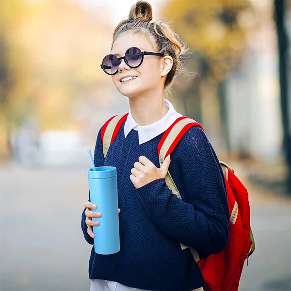 16oz Skinny Tumbler With Lids and Straw