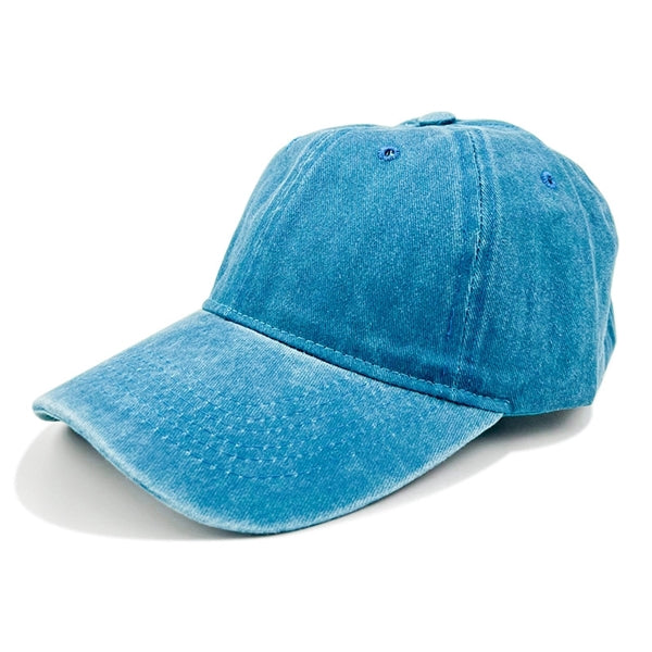 Adjustable Washed Denim Twill Baseball Cap Plain Dad Hat