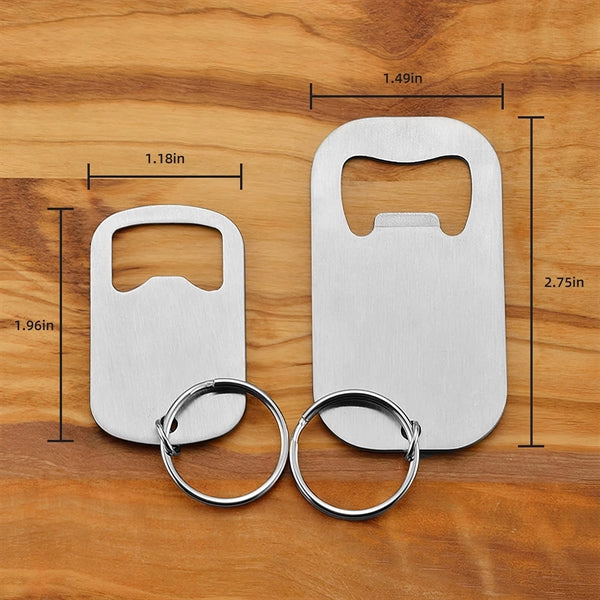Stainless Steel Flat Beer Bottle Opener Keychain