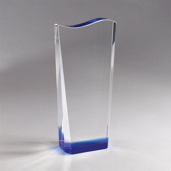 Blue Curved Wedge Crystal Award