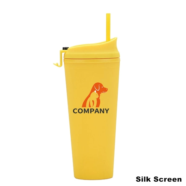 24 oz Double Wall Pastel Acrylic Cup with Lid and Straw