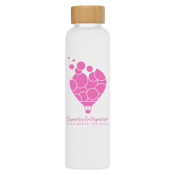 20 oz. Frosted Borosilicate Glass Bottle with Bamboo Lid