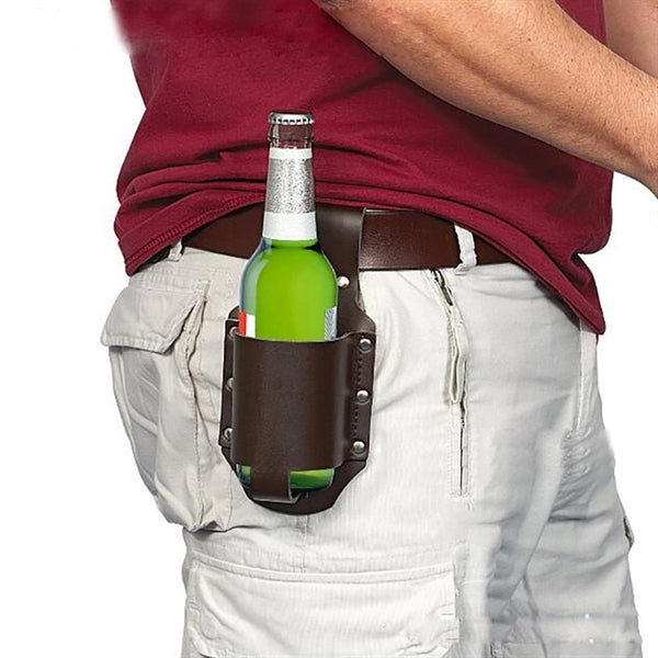Classic PU Leather Belt Beer Water Bottle Holster