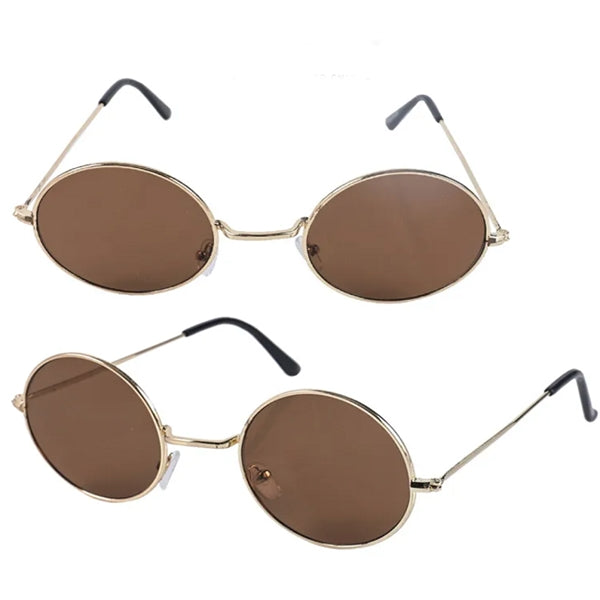 Round Frame Metal Sunglasses with Colored Lenses