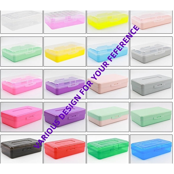 Candy Color Plastic Pencil Case Box with Lid Snap Closure