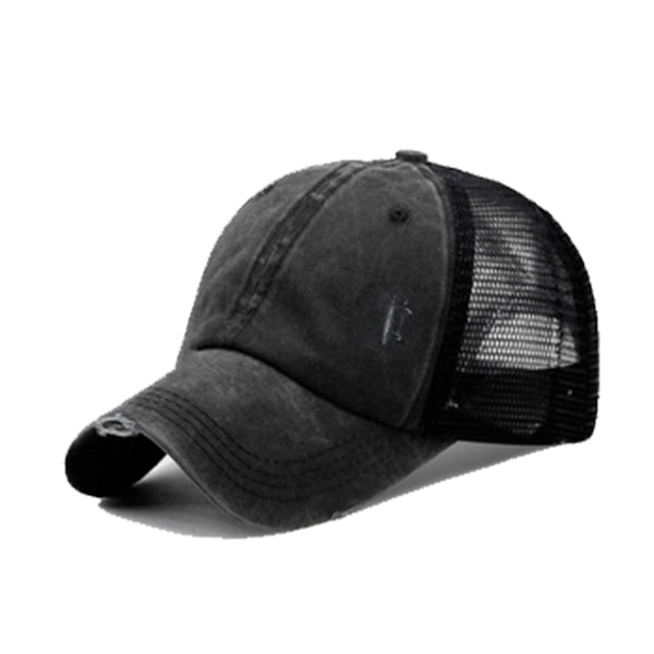 Distressed Ponytail Trucker Baseball Cap