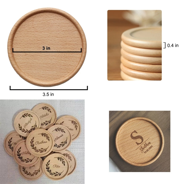 Simple Natural Wooden Round Coaster