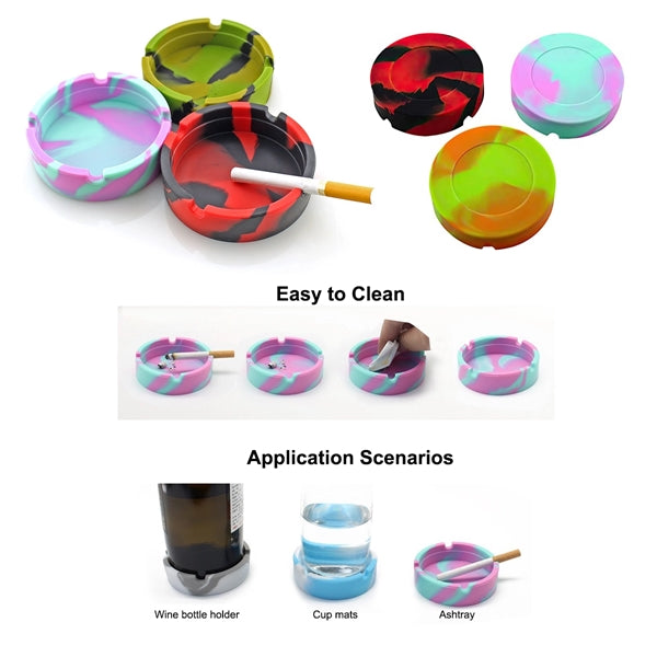 Unbreakable Silicone Round Camouflage Ashtray