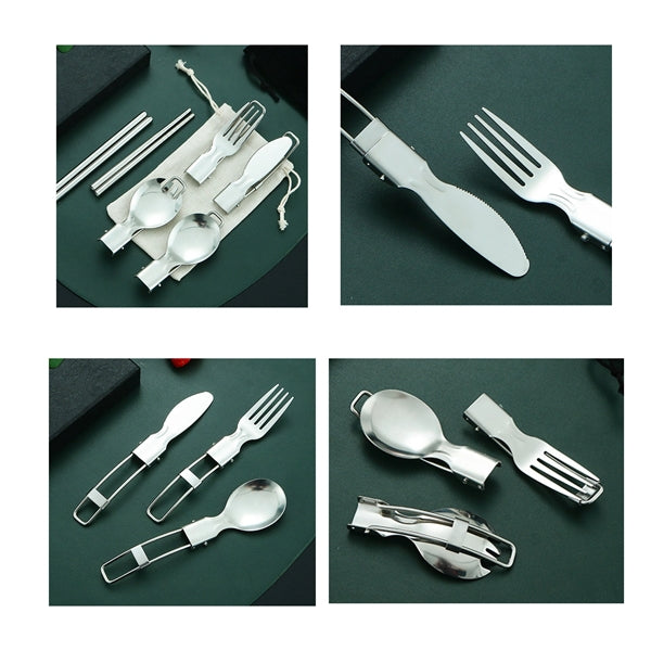 Stainless Steel Folding Cutlery Five-Piece Set