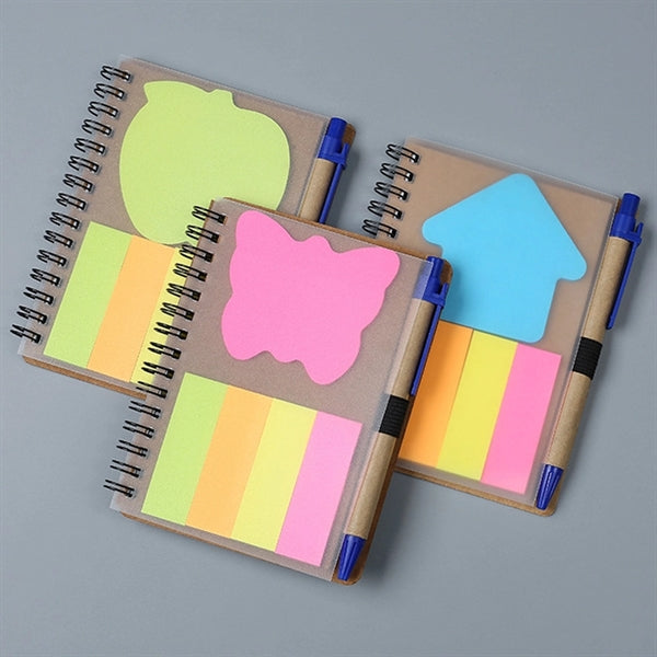 Notebook with Sticky Notes and Pen