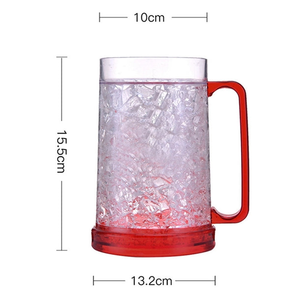 Double wall Plastic Beer gel cooler mug with handle