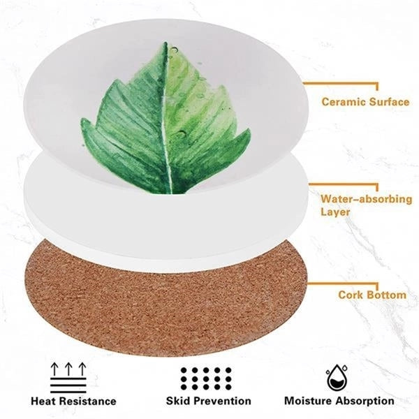 Absorbing Round Cork Base Ceramic Stone Coasters