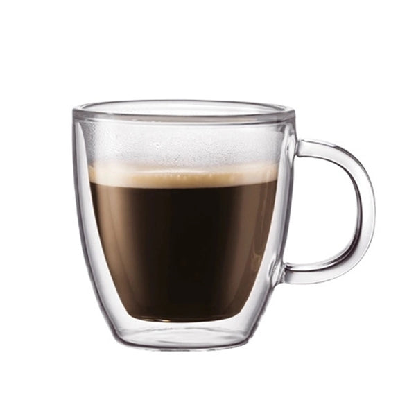 Double layered glass coffee cup