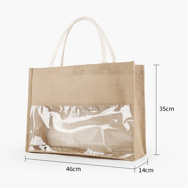 Jute Clear Tote Bag